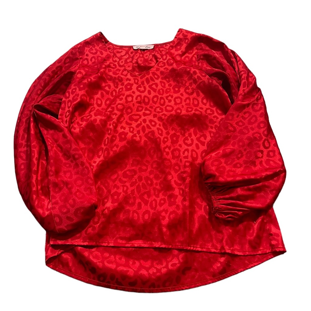 Red Cheetah Print Blouse